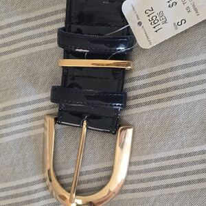 Carlisle,  Navy Belt, Gold Buckle, Sz S NWT